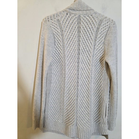 Vince Women's Medium OatmealHeather/Wool Chevron Knit Cardigan Preppy - Picture 3 of 8